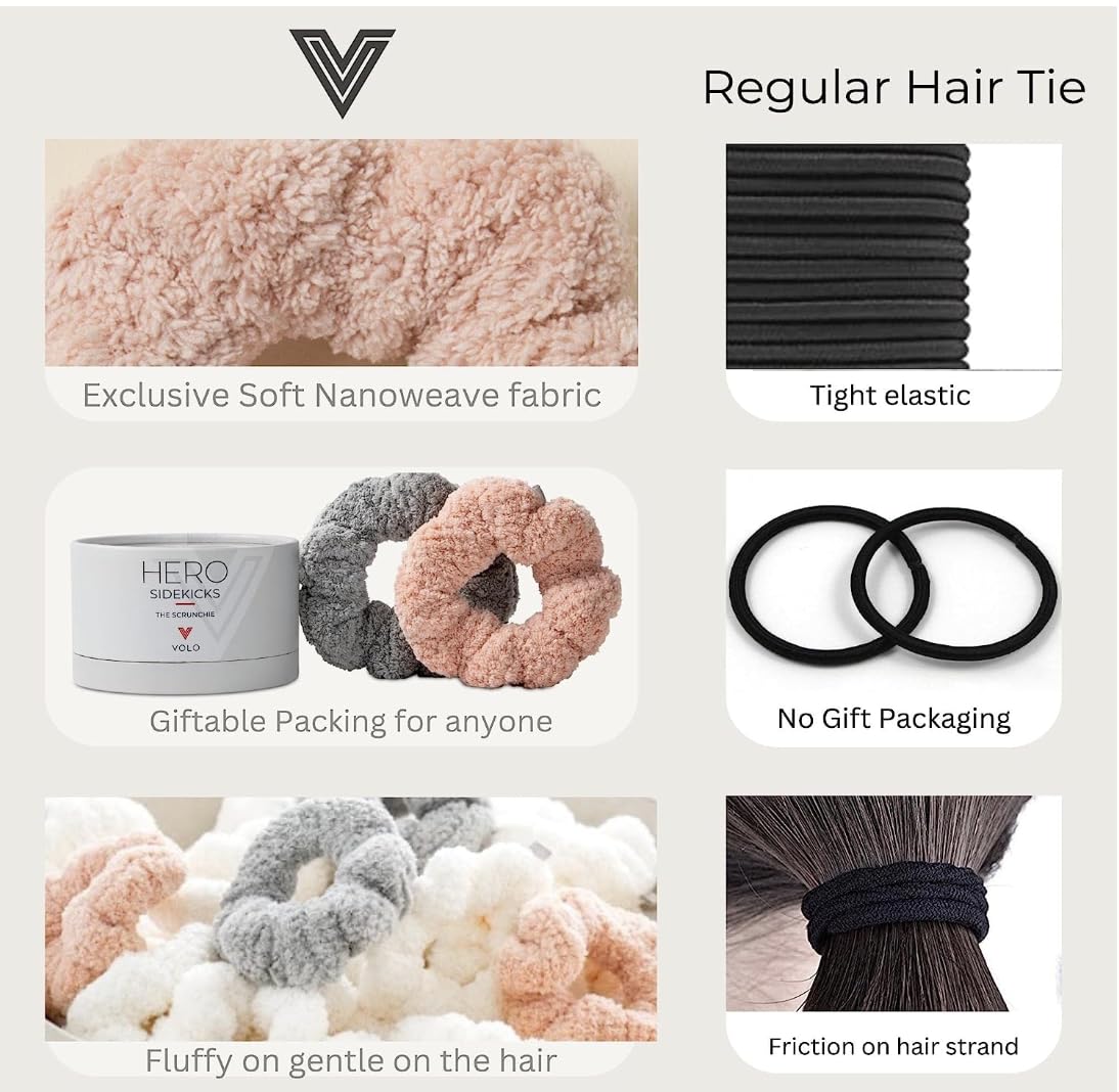 VOLO Salt White Spa Headband & Scrunchie Set - Ultra Soft, Absorbent Microfiber - 2 Count
