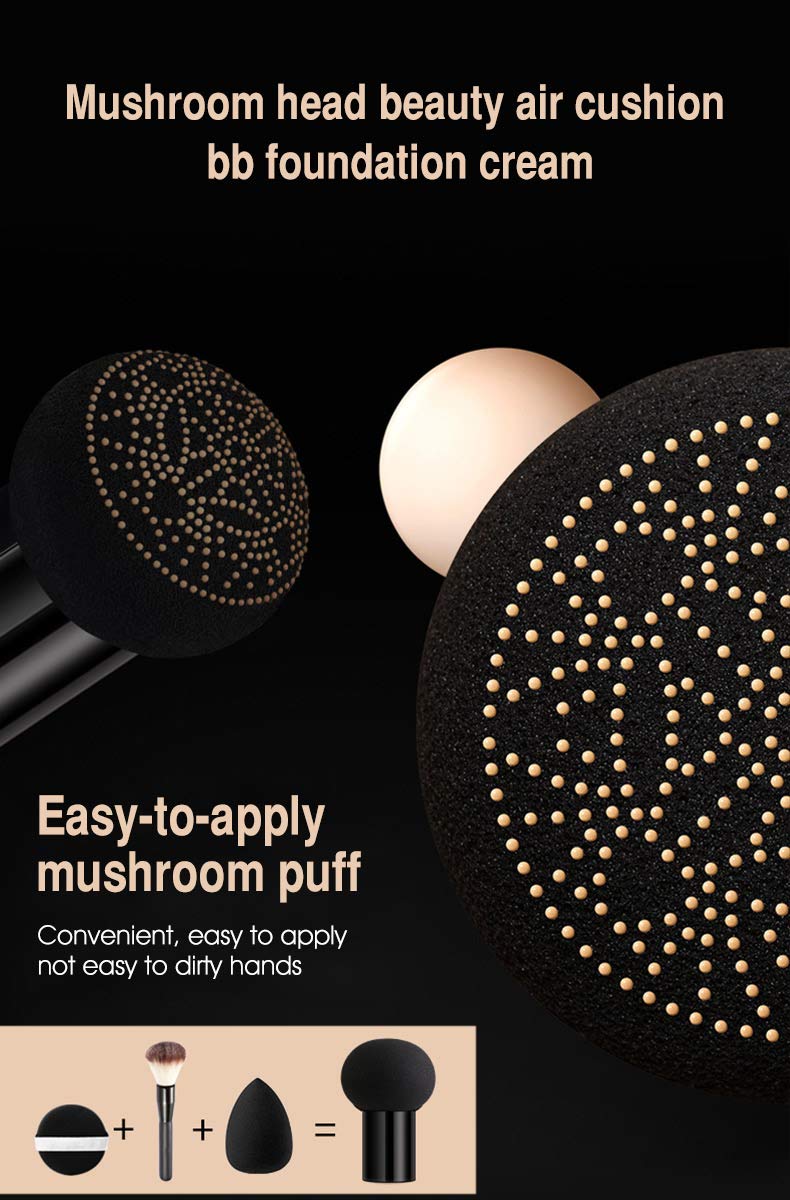 Aooba Air Cushion CC Cream Moisturizing Concealer Mushroom Head Brush Waterproof Makeup Foundation Moisture BB Cream for Women Girls (flower)