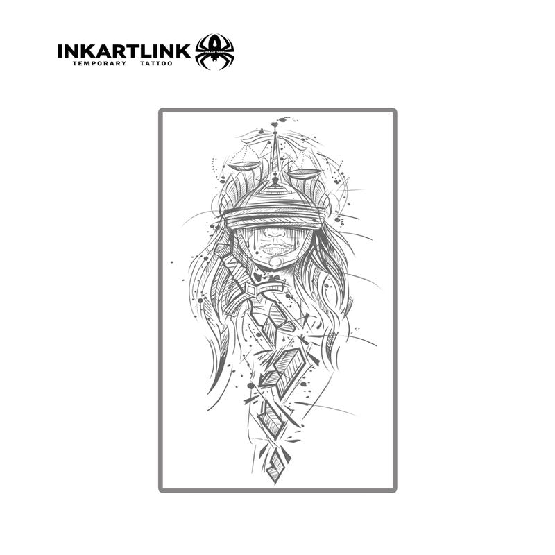Temporary Tattoos for Adults - Lady Justice Design | Waterproof & Realistic Scales
