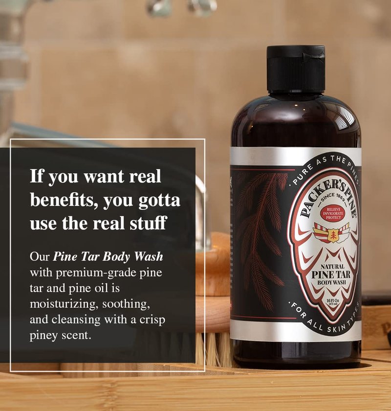 Packer's Pine Tar Body Wash | Soothing Mens Shower Gel For Psoriasis Relief | Made With Natural Pine Tar and Pine Oils | Paraben & Sulfate-Free, 16 fl oz, 2 Pack