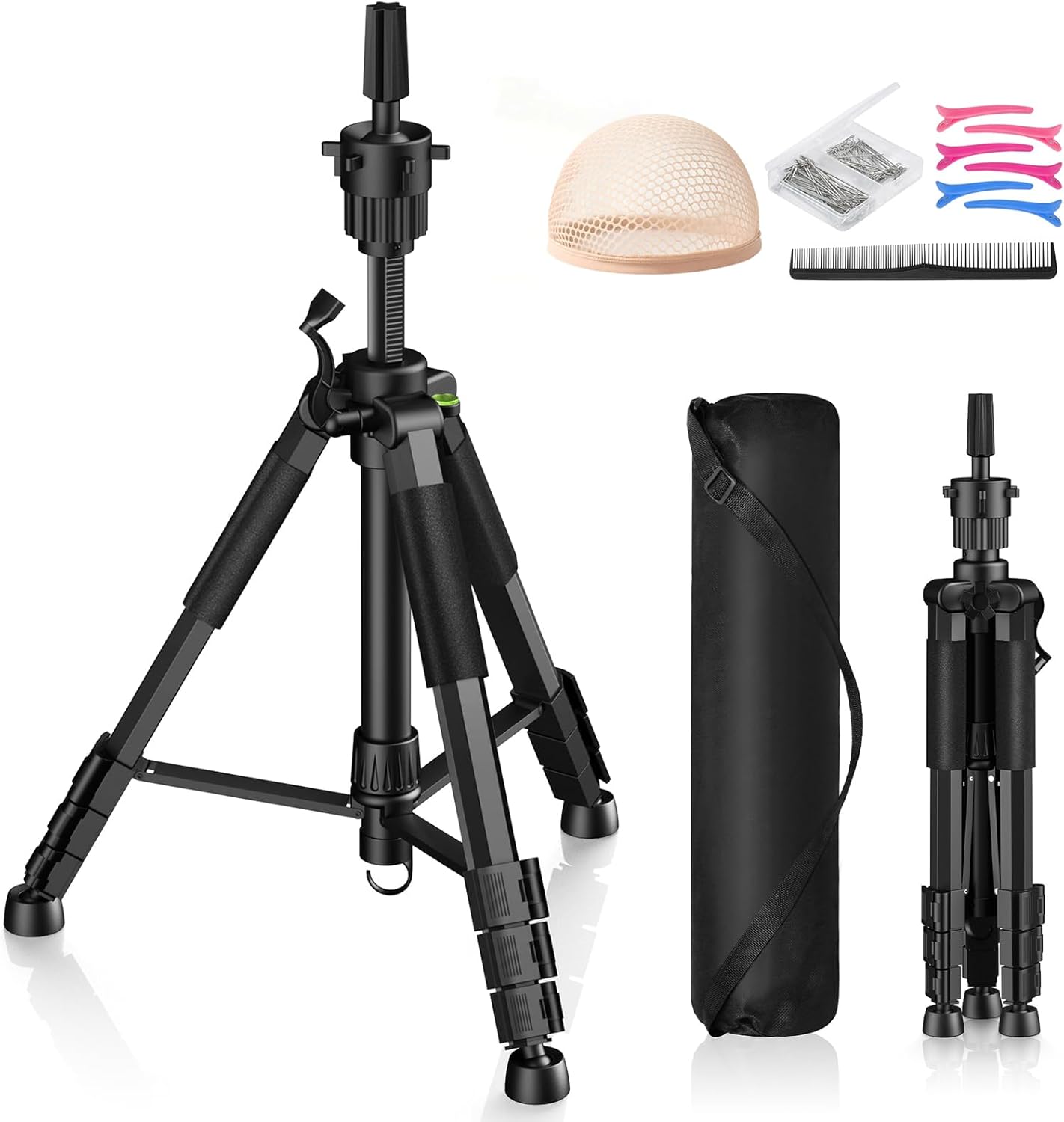 Adjustable Wig Stand Tripod - 54 Inch Heavy Duty Mannequin Head Stand with Non-Slip Base for Cosmetology