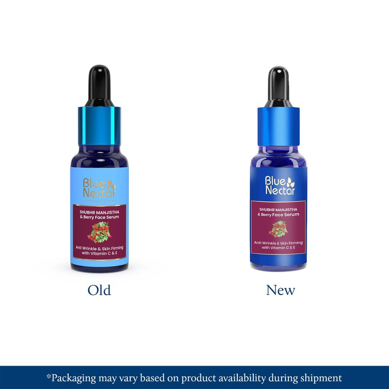 Blue Nectar Manjistha & Berry Face Serum | Helps Reduce the Appearance of Wrinkles & Improves the Look of Skin Firmness | Vitamin C & E Face Serum for Women & Men (13 Herbs, 1fl oz)