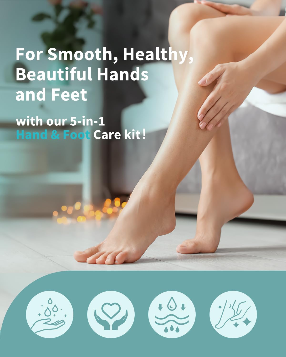 VTS Foot Care Kit - Tea Tree Oil, Urea Cream 40%, Salt Scrub, Feet Repair Serum & Moisturizing Socks for Dry Cracked Heels, Hands, Elbows, Knees
