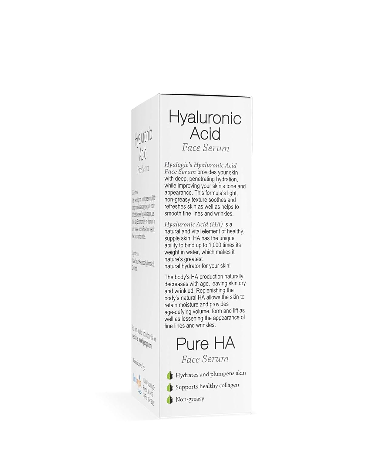 Hyalogic Pure HA Face Serum 1 oz with 1 Hyaluronic Acid Facial Mask - Sensitive Skin - Deep Hydrating, Moisturizing Topical, 1oz Pump - For Women & Men - Rejuvenate & Moisturize