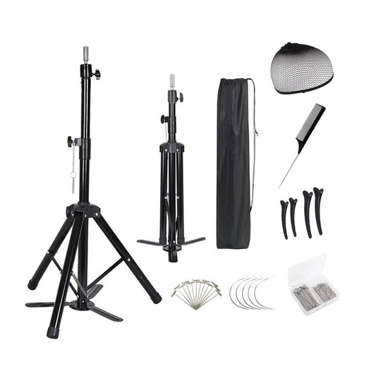 Heavy Duty Wig Stand Tripod, Wig Head Stand Mannequin Head Stand, Adjustable Holder for Styling Cosmetology Hairdressing Training (64 inch with no pedal)