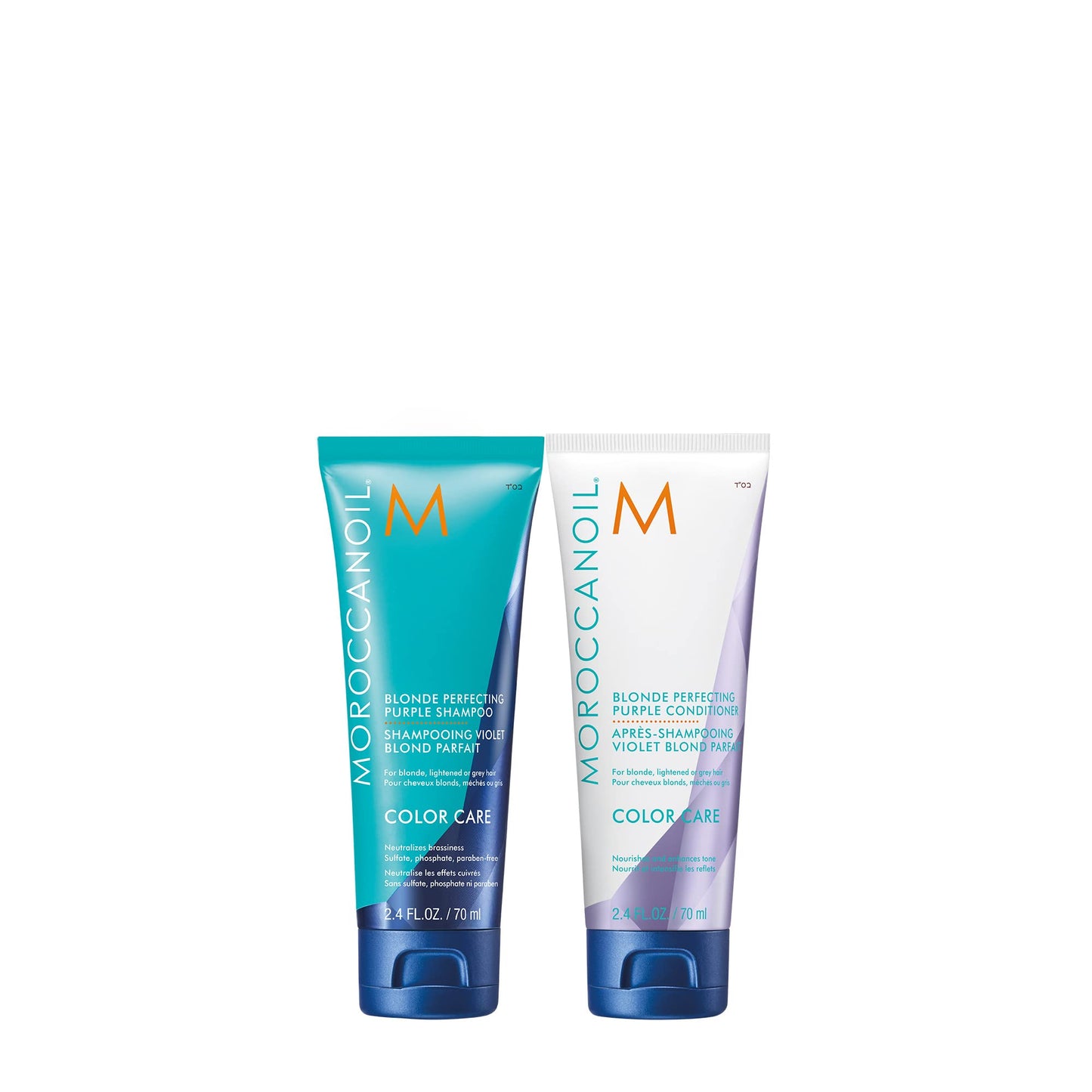 Moroccanoil Blonde Perfecting Purple Shampoo and Conditioner, 2.4 Fl. Oz.