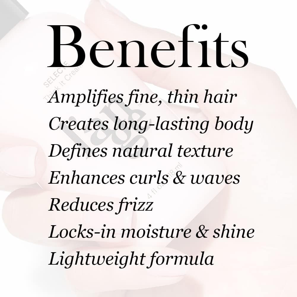 L'ANGE HAIR Selecte Thick It Cream | Volumizing Lightweight Styler Adds Texture Body & Definition | Ideal for Fuller Looking Styles | No Parabens or Sulfates | Nourishing Light Fruity Scent | 4 Fl Oz