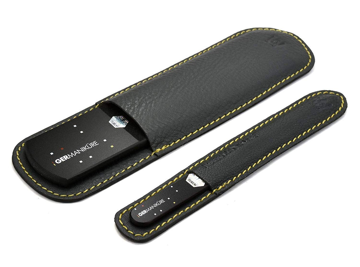 Germanikure Glass Nail File Set - Professional Manicure & Pedicure Kit - Ethically Made in Czech Republic - 2 Pc Black Pedicure Set