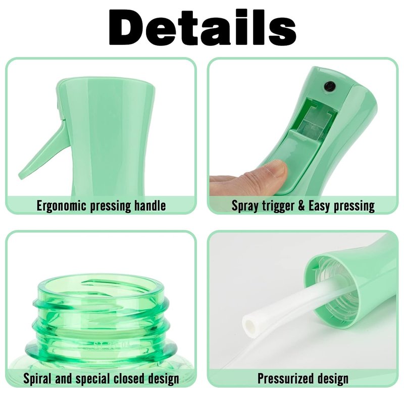 Ultra Fine Mist Spray Bottle for Hair & Skin Care - 6.8oz Clear Green