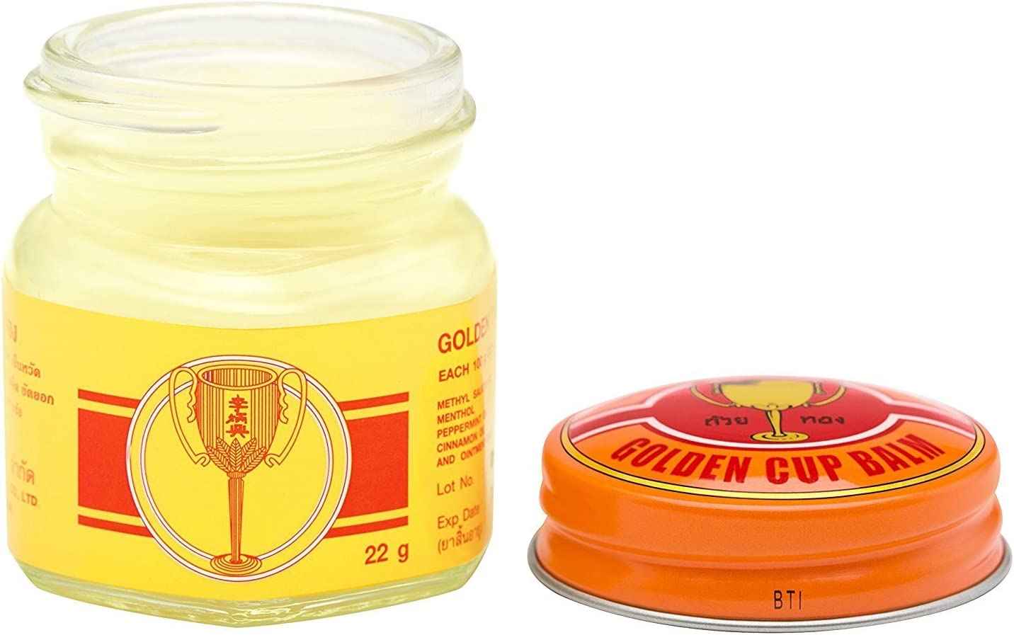 Golden Cup Balm Yellow Herbal Thai Ointment, 22g (Pack of 3)