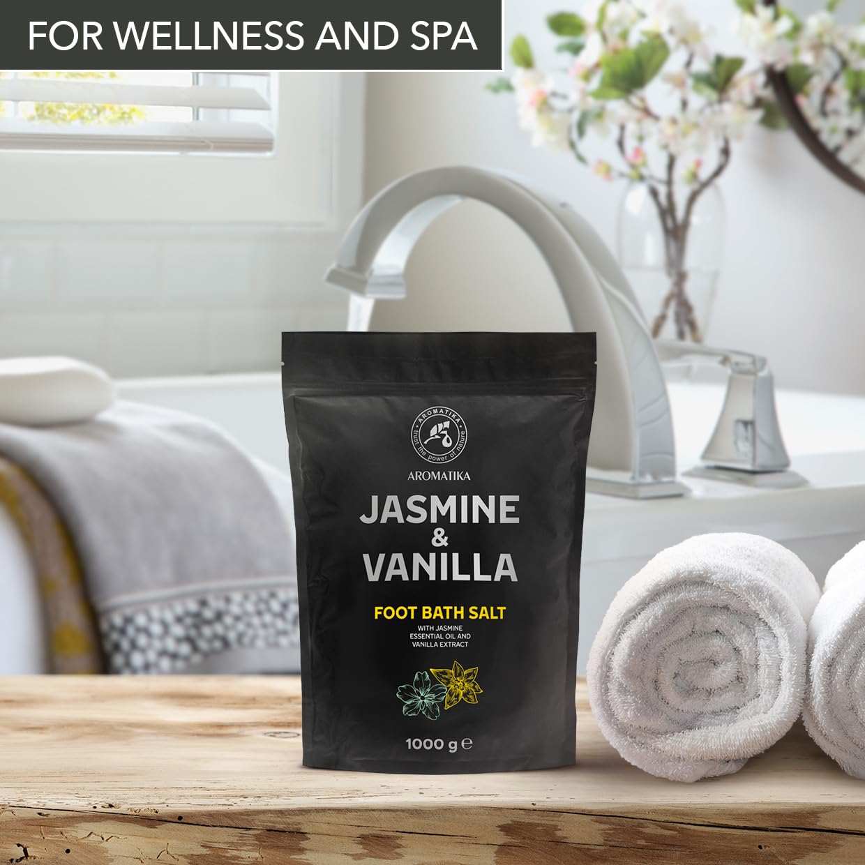 AROMATIKA Foot Soak - Jasmine & Vanilla 35Oz - Pedicure Foot Soak - Foot Bath Additive - Relax & Aromatherapy