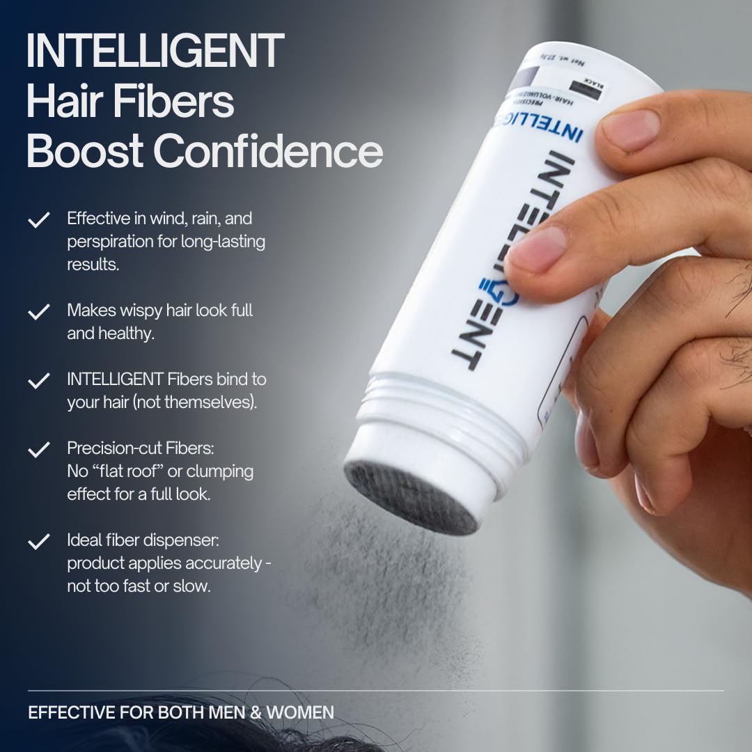 INTELLIGENT Precision Hair Volumizing Fibers for Thinning Hair - Dark Brown | Formulated for Men and Women | 6 Shades | Undetectable Coverage | 27.5g