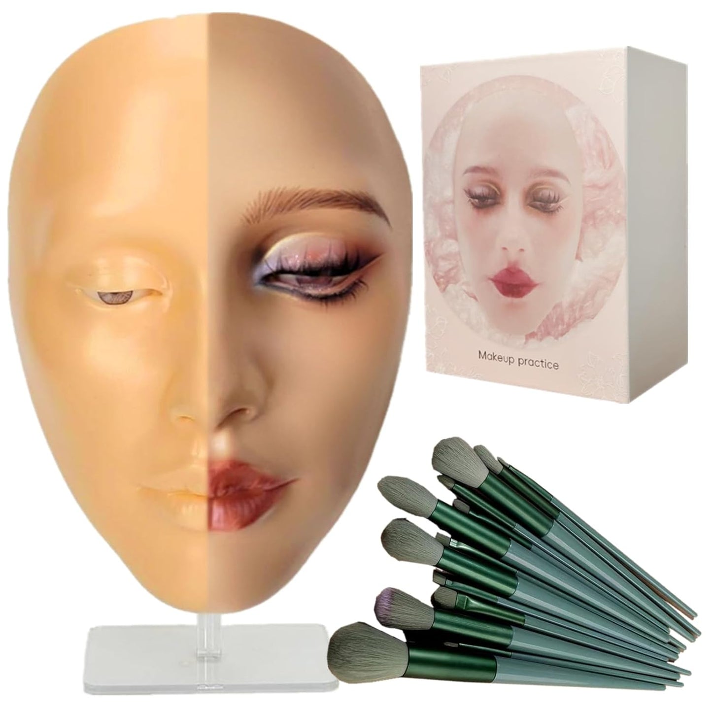 5D Silicone Makeup Mannequin Face - Reusable Practice Board for Makeup Artists | Golden Wheat Color