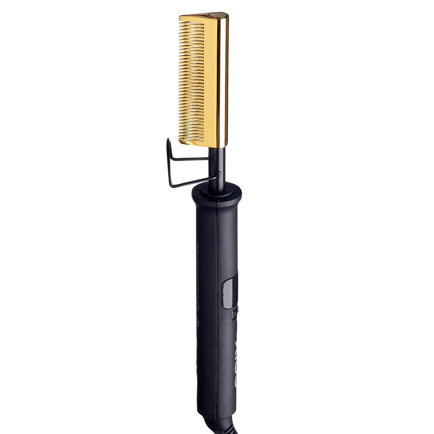 KISS Professional Pressing Comb with Polished Gold Smoothing Comb, Safety Stand, Digital LED Temperature Display, & Tangle Free 360° Swivel Cord