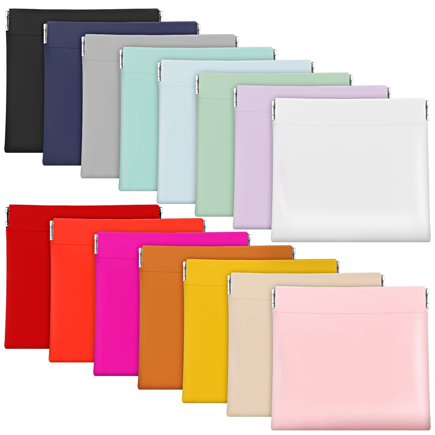 BBTO 15 Pcs Small Makeup Bag for Purse Mini Leather Pocket Cosmetic Bag Waterproof Portable Makeup Pouch No Zipper Coin Purse Lipstick Organizer for Women Travel Storage Essentials