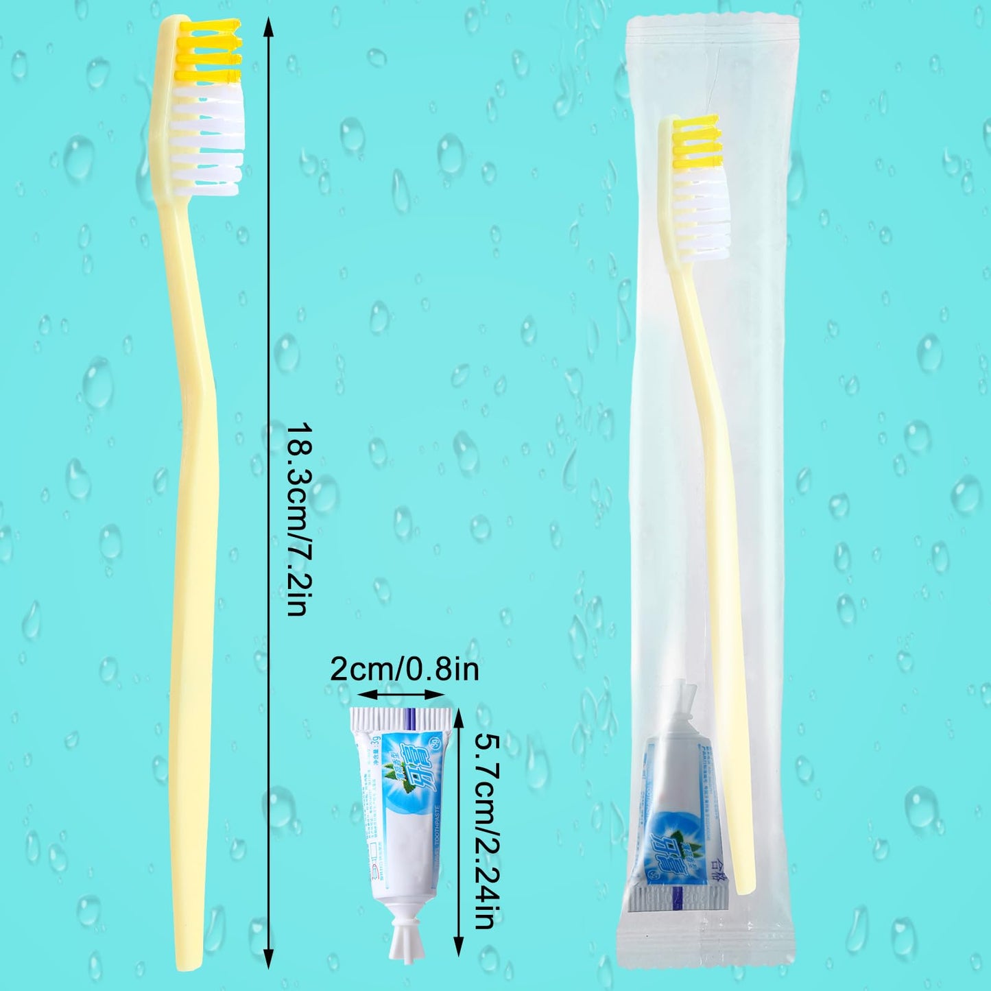meekoo 200 Set Disposable Toothbrush with Toothpaste Individually Wrapped Travel Toothbrush Kit Homeless Hygiene Kit Bulk for Travel Hotel Shelter Homeless Nursing Home(Gold, Classic)