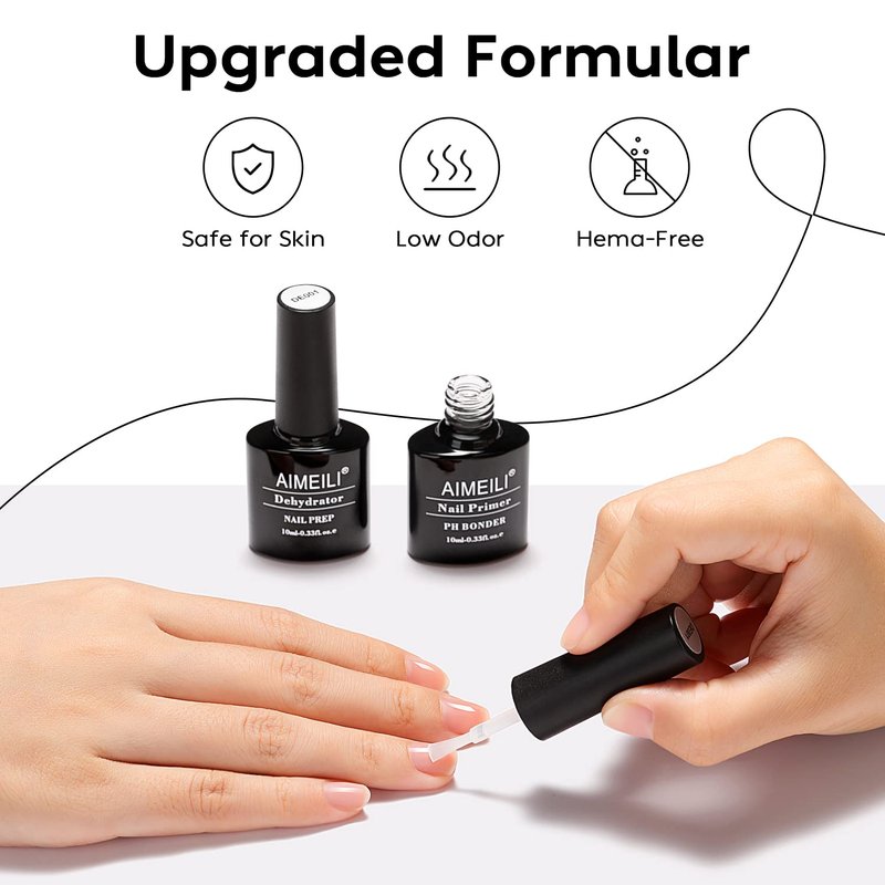 AIMEILI Nail Prep Bond Primer - Quick Dry Dehydrator & Rubber Base Gel for Nails | 15ml
