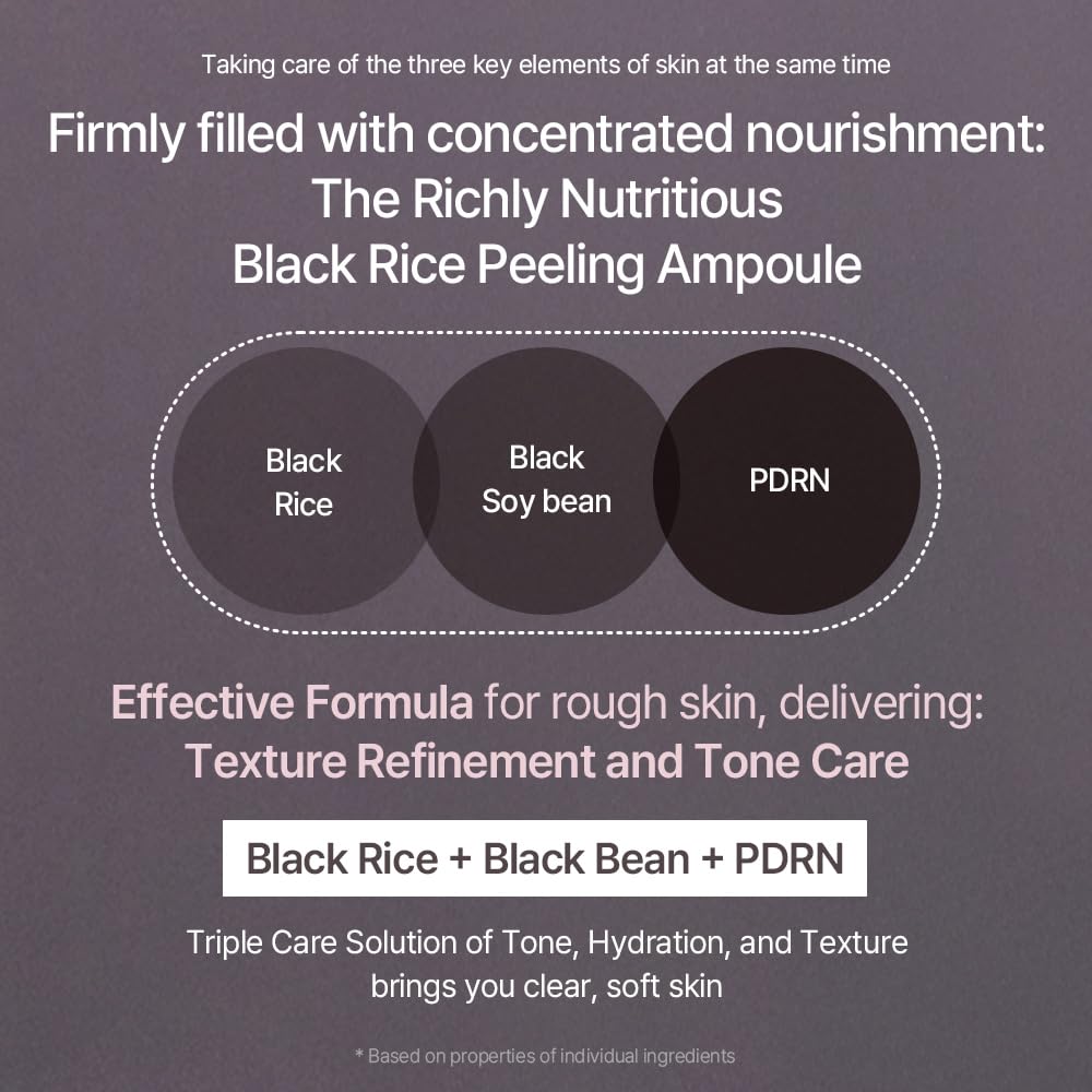 mixsoon Peeling Ampoule - Black rice exfoliant, Gentle Exfoliating Serum for Smooth, Radiant Skin, Dead Skin Cells Remover 100ml / 3.38 fl.oz. Korean Glass Skin Care