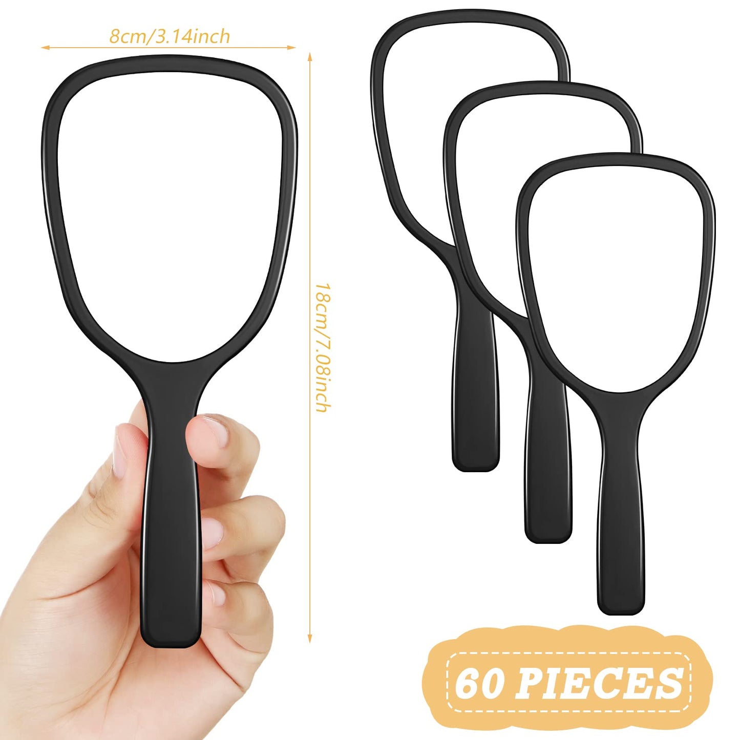 Namalu 60 Pcs Hand Held Mirror with Handle Bulk Small Travel Makeup Compact Mirrors for Girls Women Men Party Favors Gifts 7.08 x 3.14 Inch