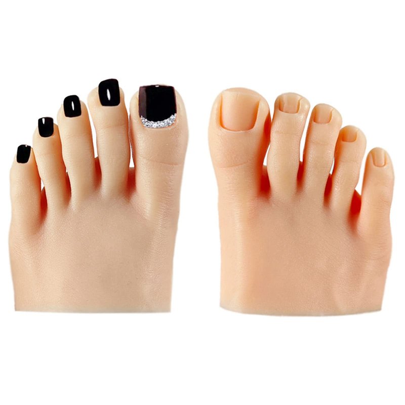 1 Pair Silicone Practice Foot, Nail Practice Training Fake Half Foot Model, Fake Foot Mode for Acrylic Nails Art Training Display Practice (Light Skin Color)