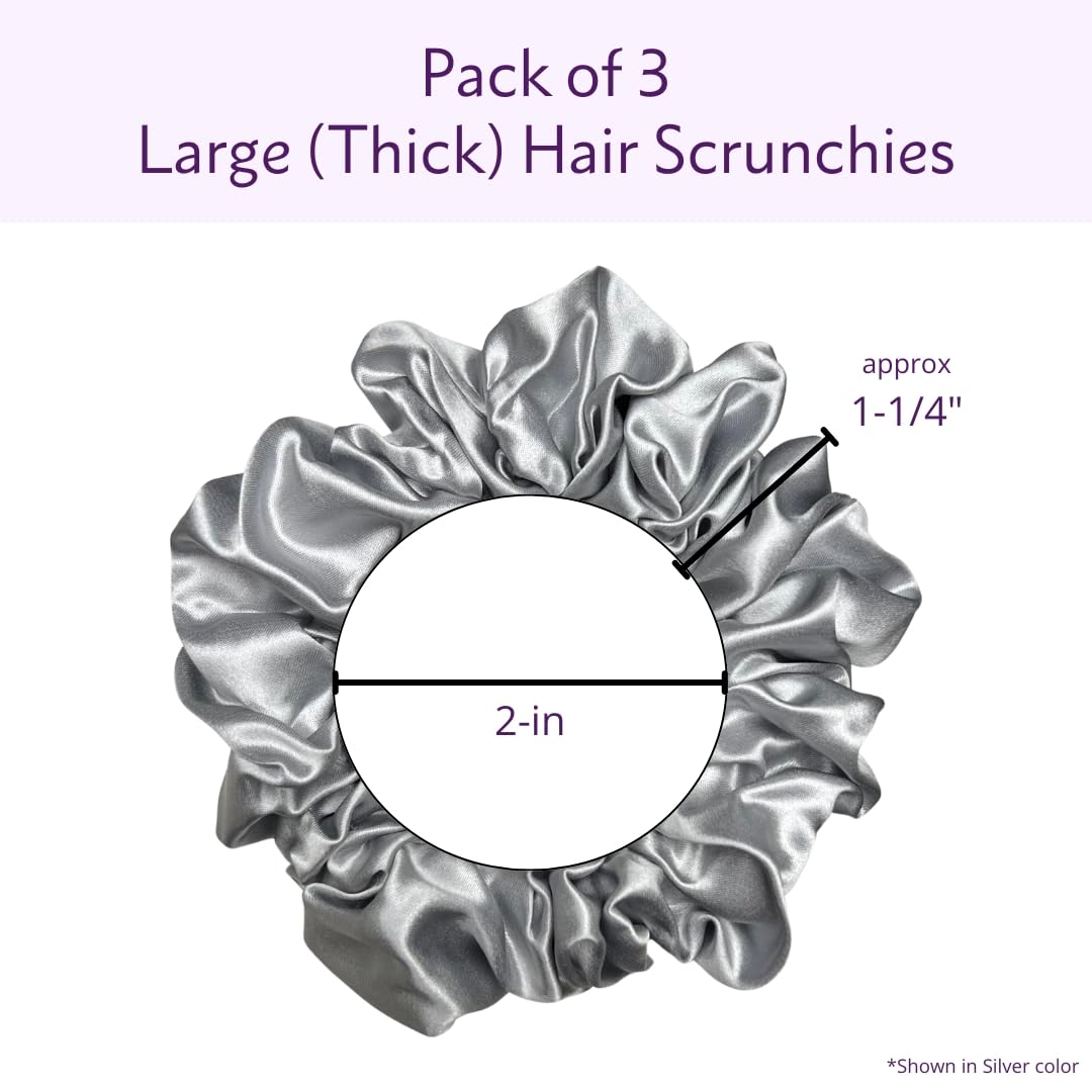 100% Pure Silk Scrunchies - 3 Pack for Frizz Control & Hair Protection | Large (Ivory/Pink/Sand)