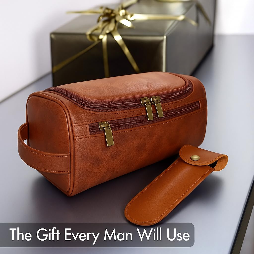 Mens Travel Bag Toiletry with Razor Travel Case-Durable Zippers & Waterproof Lining, Spacious Yet Compact, Hanging Kit for Business Travel, Groomsmen & Dad Gifts-boys toiletry bag