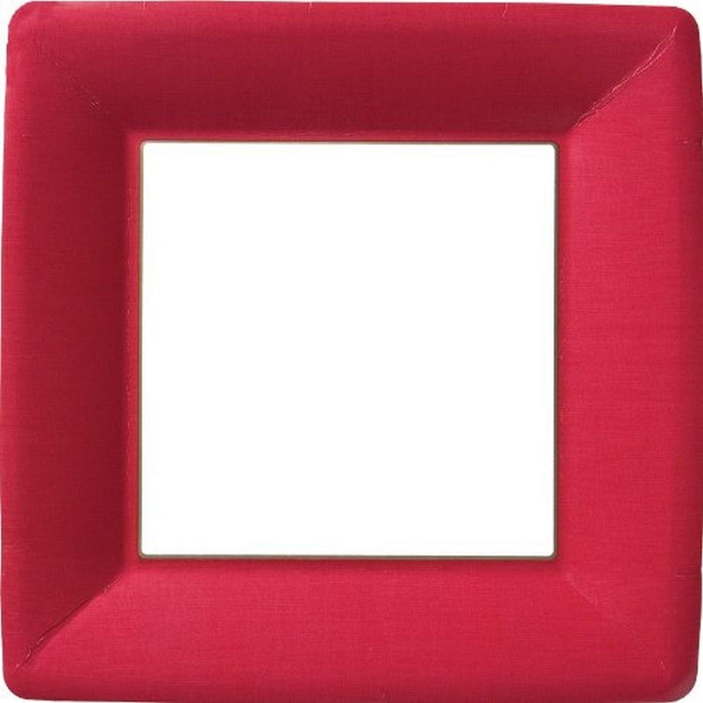 Ideal Home Range Boston International Heavyweight Paper Plates Classic Linen Collection Disposable Square Dinner Plate Pack, 10-Inches, Red, 8-Count