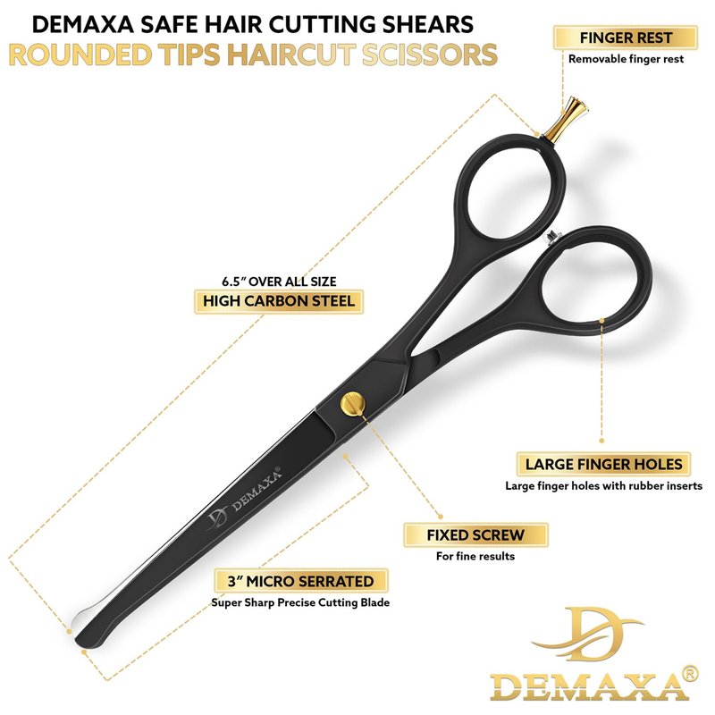 6.5 inch Kids Hair Cutting Scissors Kit – Baby & Toddler Haircut Set with Safety Scissors & Clippers – Hair Shears for Kids, Children, Women, Men – Barber Shears kids haircut cape