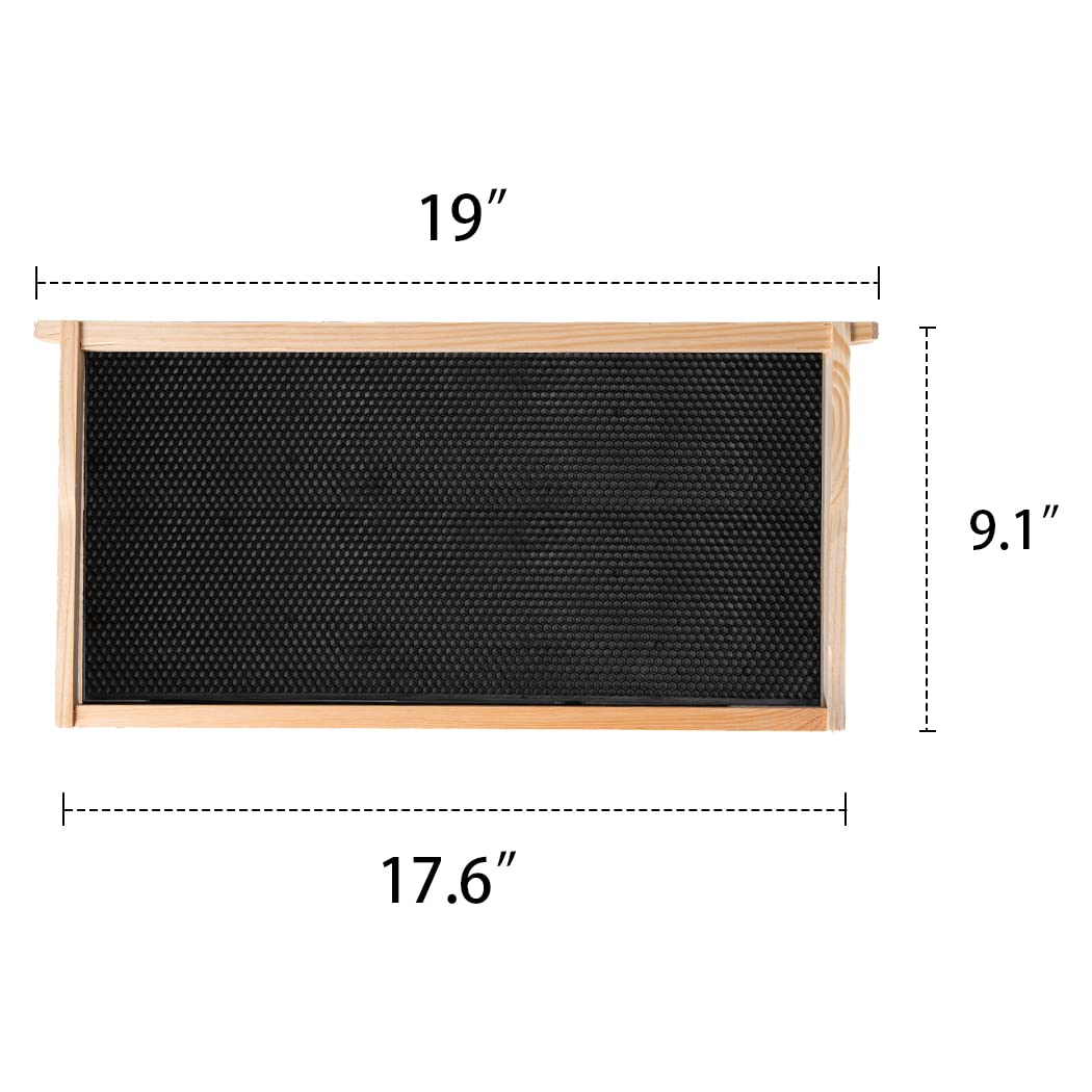 Deep Brood Beehive Frames with Wax Foundation, 10 Pack Honey Bee Frames with 100% Beeswax Coated Food Grade Foundation Sheets, 9-1/8-Inch (Black)