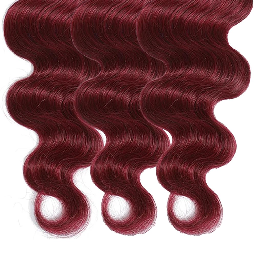 Dokksiiia Body Wave Bundles Burgundy 99J, 08 10 12 Inch
