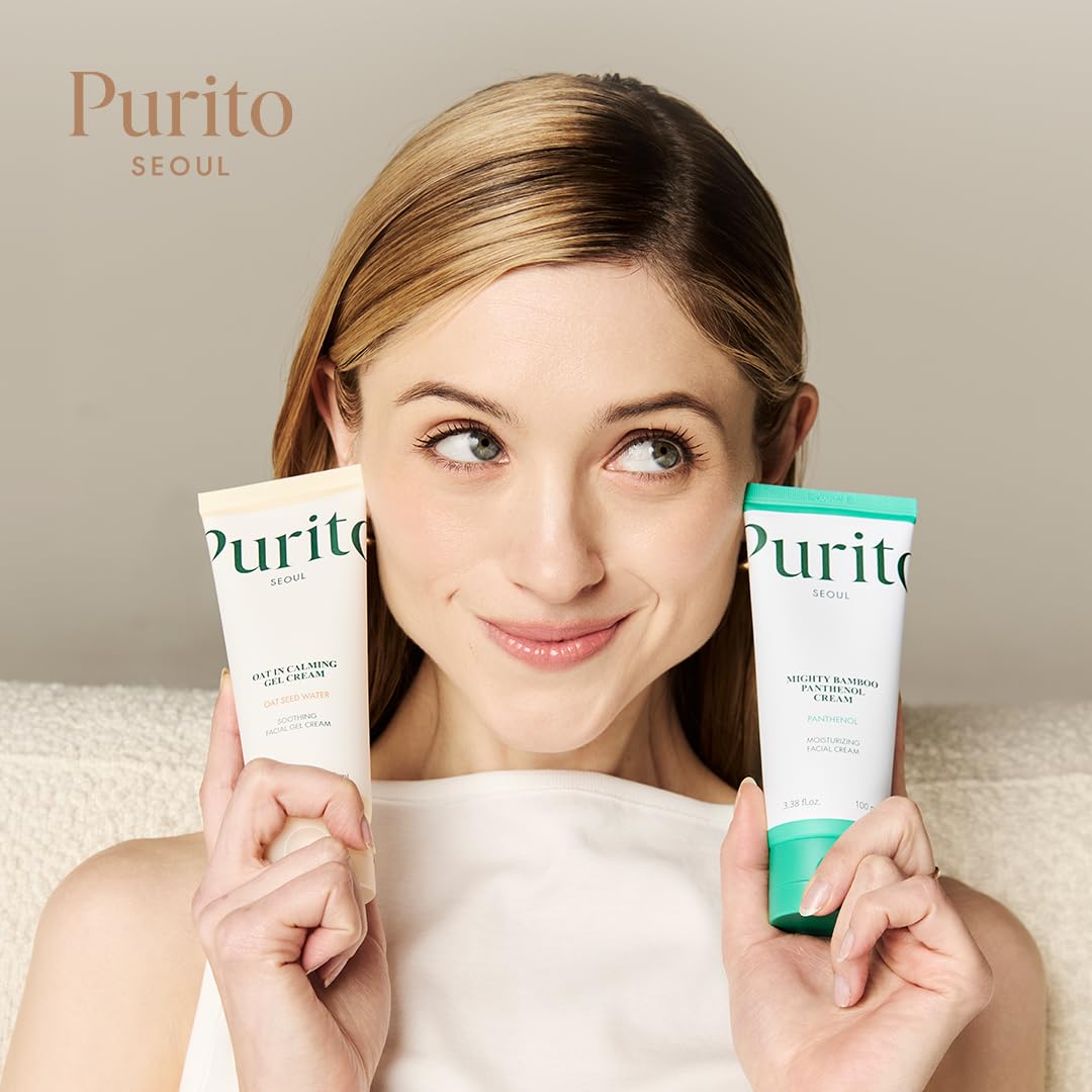 PURITO Oat Calming Gel Cream | Face Moisturizer for Blemish Calm & Lightweight Hydration | All skin types, sensitive and blemish-prone skin | Non-Comedogenic | Korean Skincare, 100mL, 3.38 fl.oz