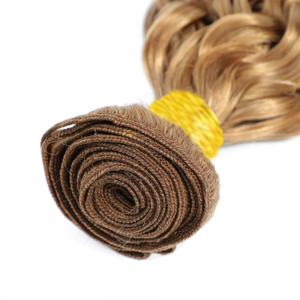 Biliisyff Honey Blonde Bundles Human Hair Color 27 Water Wave Bundles Human Hair Brazilian Virgin Hair Honey Blonde Water Wave Bundles For Black Women 8 10 12 Inch