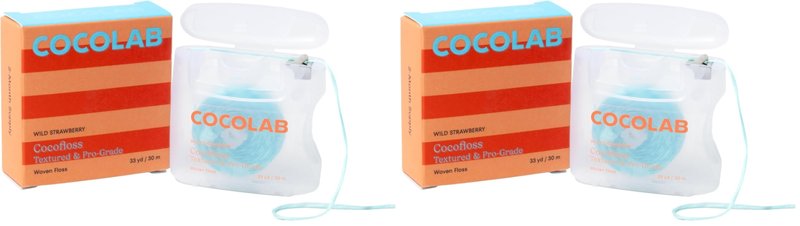 Cocofloss Expanding Woven Dental Floss by Cocolab, Waxed Tooth Floss for Daily Oral Care, Coconut Oil Infused, Vegan, for Adults and Kids, Strawberry Scent (Pack of 2)