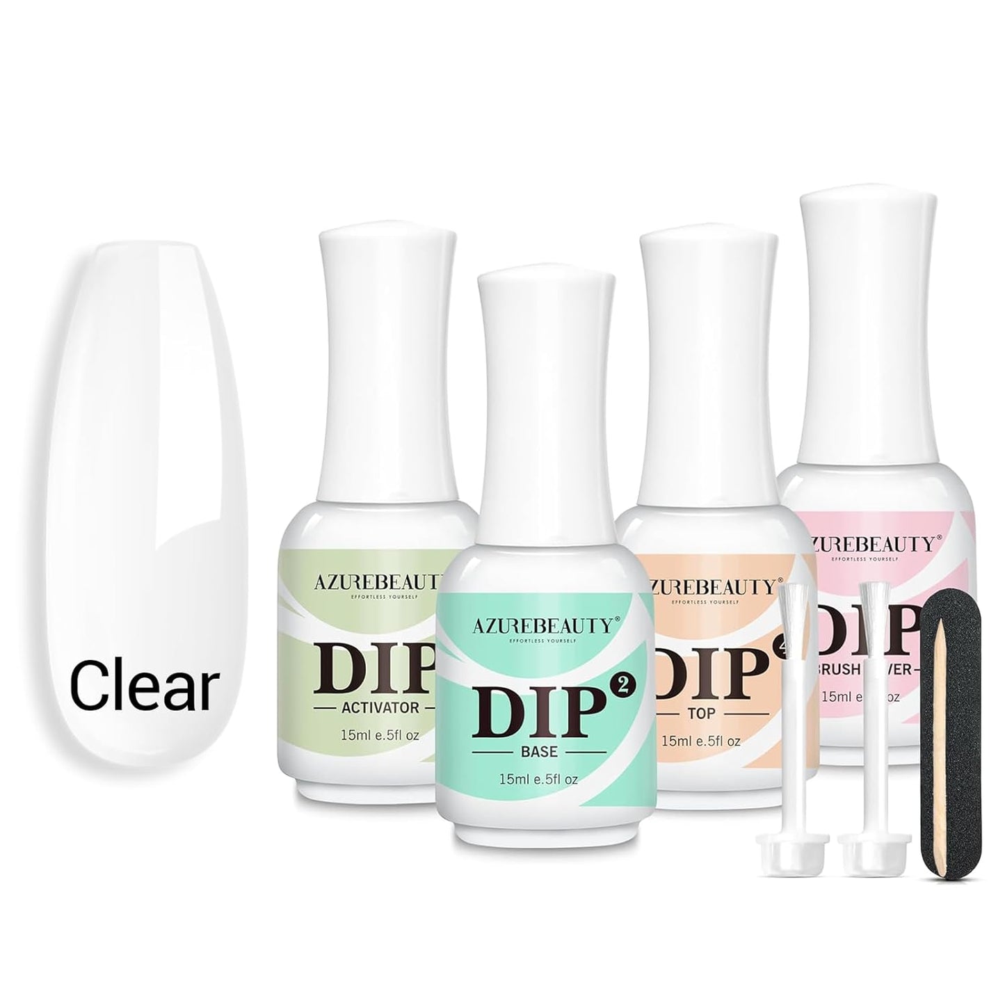 Clear Dip Powder for Nails - Essential Transparent Dipping Build Powder + Dip Powder Liquid Set 15ml/0.5oz