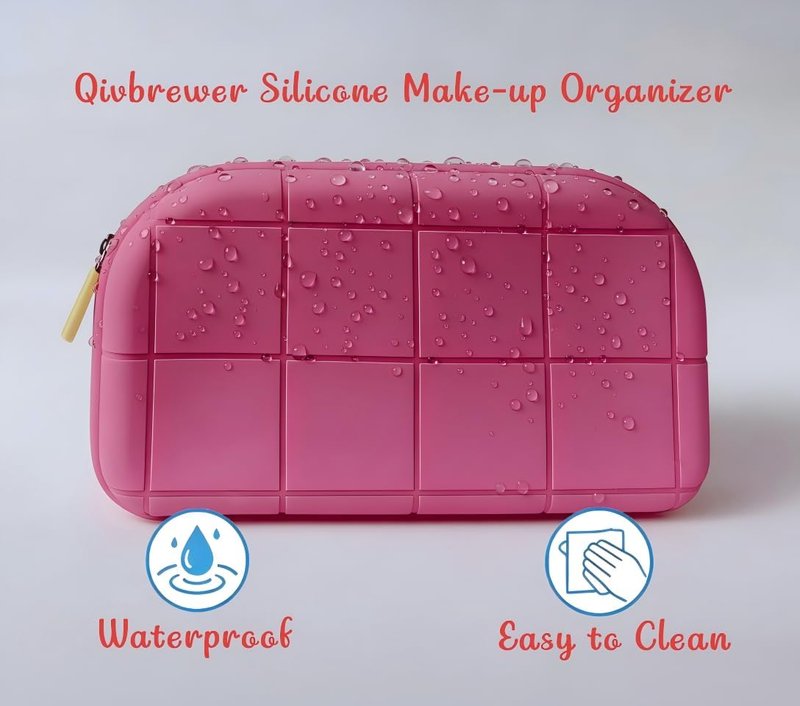 Silicone Makeup Bag - Waterproof Travel Cosmetic Organizer | Versatile Pink Toiletry Bag for Women & Girls