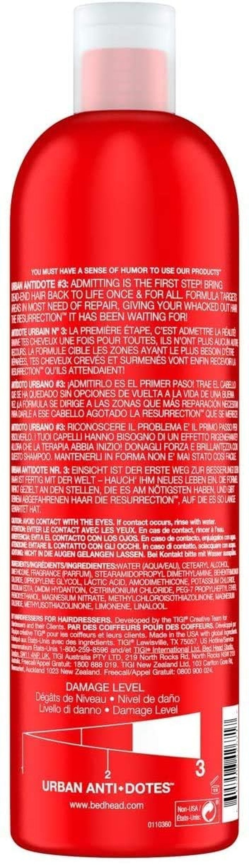 Tigi Bed Head Urban Antidotes Resurrection Conditioner Damage Level 3, 25.36 Oz (Pack Of 2)