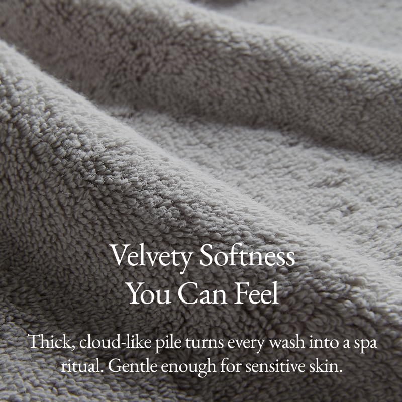 Ultraplush Australian Cotton Washcloths - Set of 2 Soft & Absorbent 800 GSM Luxury Face Cloths | Light Grey