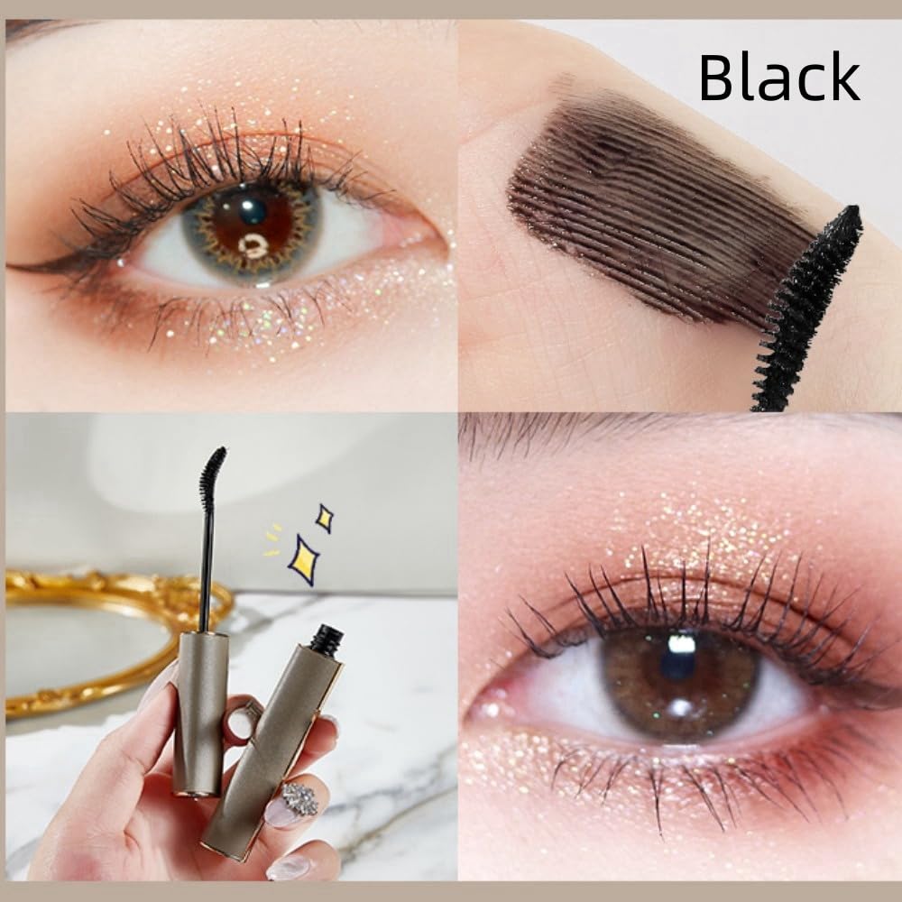 Black Waterproof Volumizing Mascara - Clump-Free Long Lasting Formula with Curling Effect & Sweat Resistance | All-Day Volume & Lift | Imitation Leather Tube (1 Pc）