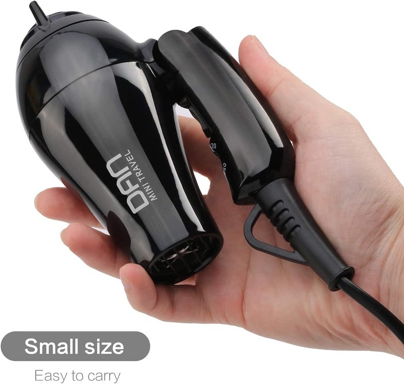 Compact Hair Dryer - Portable Mini Blow Dryer with Concentrator & Diffuser | Travel-Friendly Design