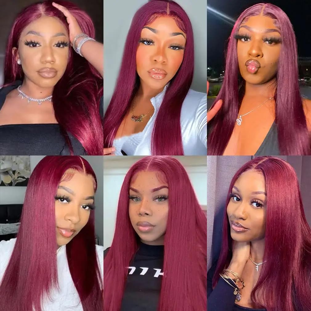 99j Burgundy Bundles Human Hair Straight Bundles Human Hair 20 20 20 Inch Wine Red Brazilian Hair 3 Bundle Unprocessed Virgin Remy Hair Extensions 50 Gram Per Bundle For Black Women