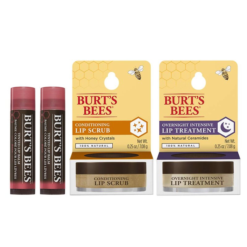 Burt's Bees Lip Care Set - Natural Moisturizing Balm for Soft Lips | 4-Pack