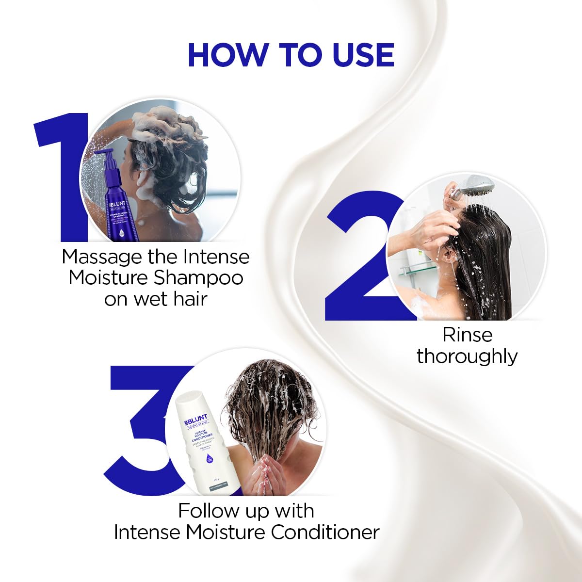 BBLUNT Intense Moisture Shampoo with Jojoba and Vitamin E for Dry & Frizzy Hair Moisturizes & Hydrates Adds Shine For Men & Women 300 ml