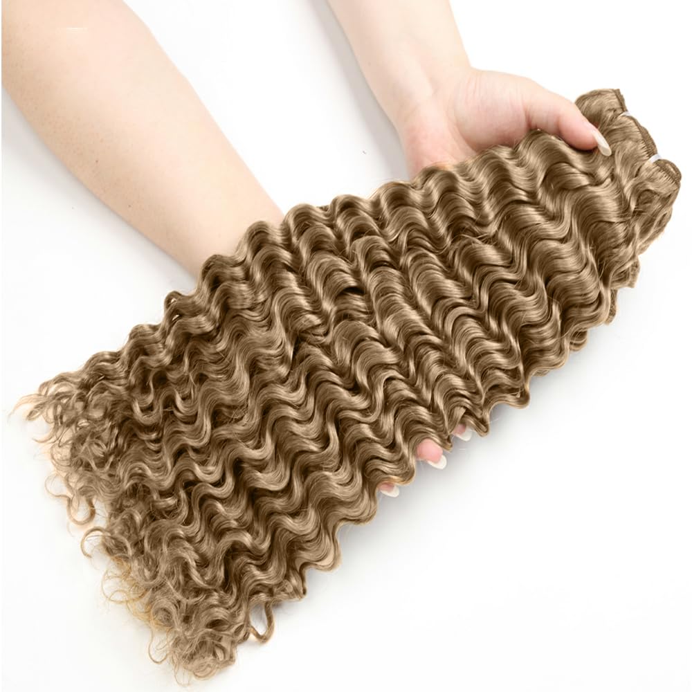 #22 Blonde Bundles Human Hair Deep Wave Bundles 32 Inch Unprocessed Brazilian Virgin Hair Ash Blonde Deep Wave Bundle Human Hair Extensions 50 Gram Per Bundle
