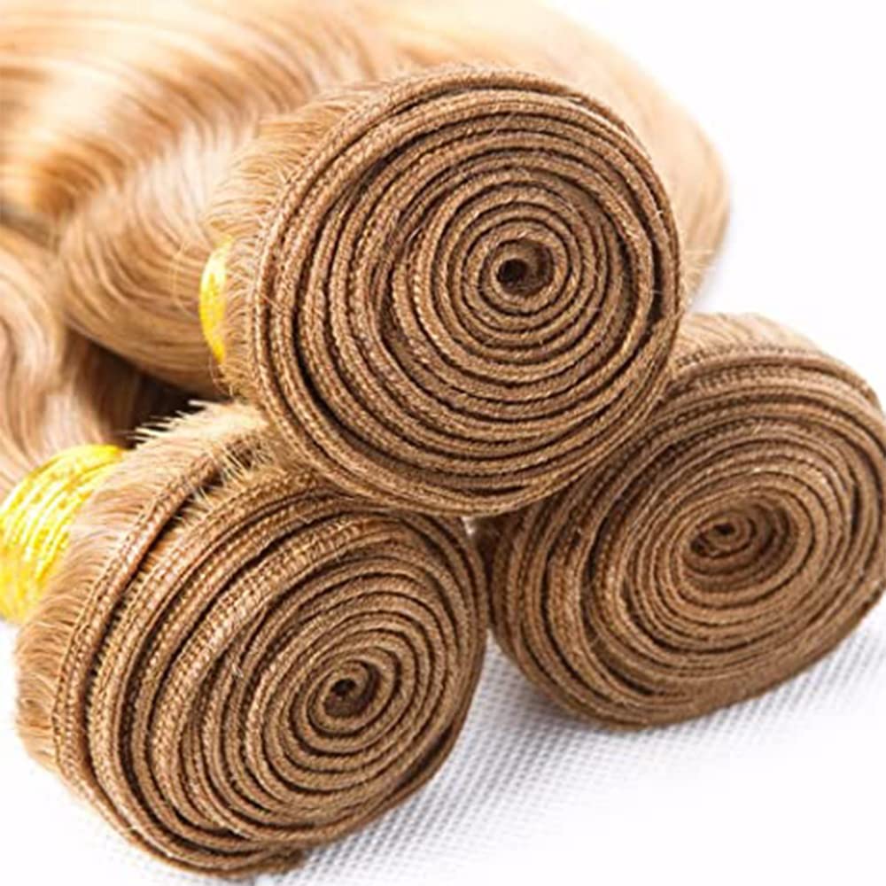 P27/613 Highlight Body Wave Bundle Blonde Human Hair 3 Bundles Brazilian Unprocessed Virgin Hair Extensions For Women Piano Color 8 10 12 Inch