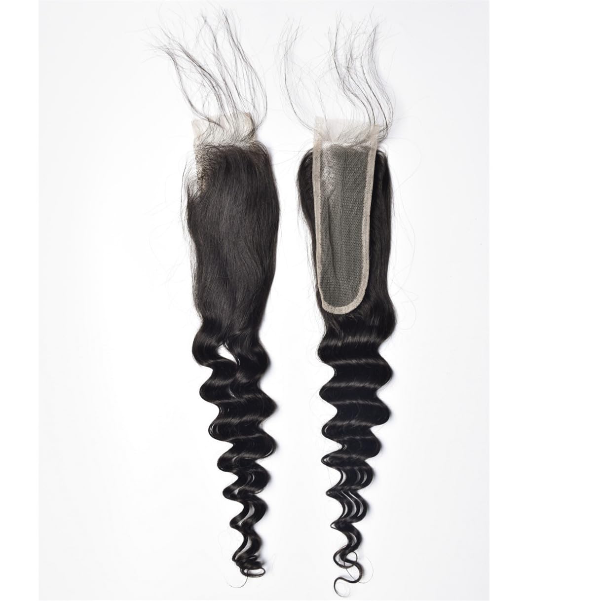 Brazilian Loose Deep 2x6 Lace Closure 100% Unprocessed Human Virgin Hair Pre Plucked Loose Deep Wave Pre-Plucked Hairline Frontal Closure Natural Black With Baby Hair (14inch, 2x6 loose deep closure)