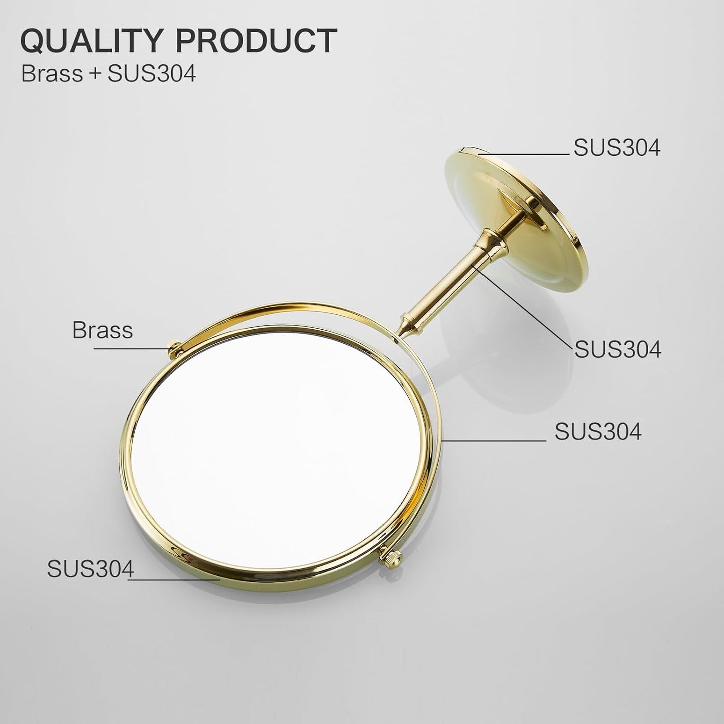 Airemoon 10x Magnifying Makeup Mirror - 360-Degree Rotating Design | 8-Inch Gold Frame, 13" x 9" Size