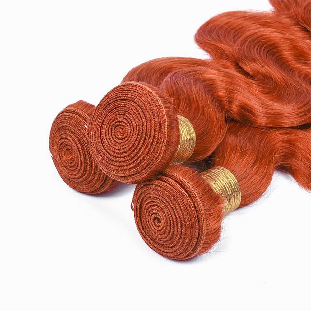 Ginger Body Wave Human Hair Bundles - 8A Brazilian Unprocessed Virgin Hair | 12 Inch, Color 350