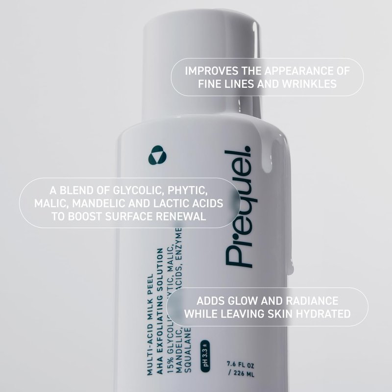 Multi-Acid Milk Peel - 15% Glycolic Acid Exfoliating Solution | Hydrating Chemical Exfoliant, 7.6oz