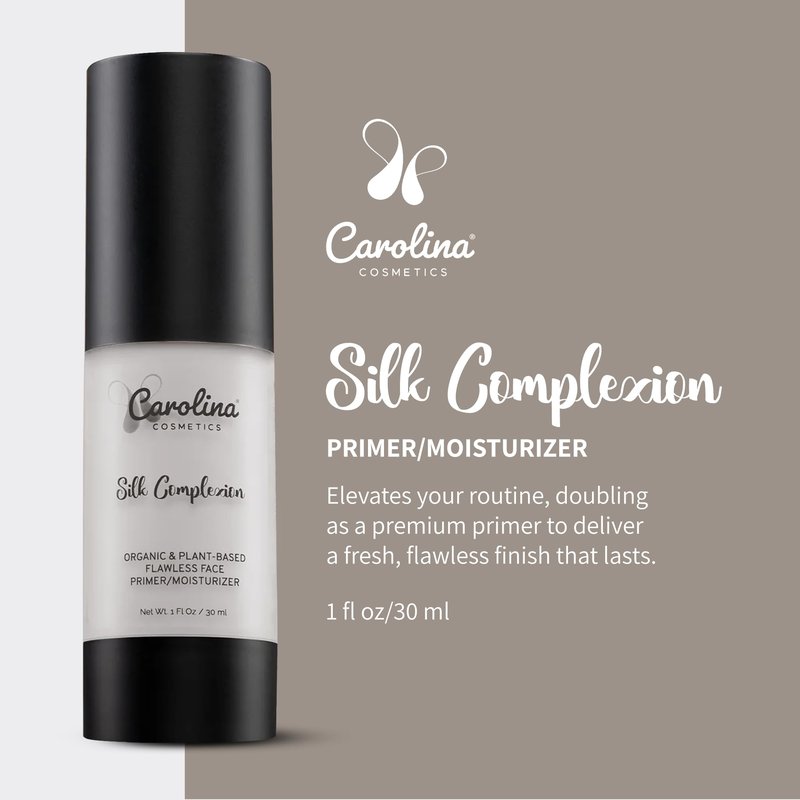 Carolina Cosmetics - Silk Complexion Plant-Based Moisturizer & Primer 30ml - Aloe Infused Hydration for Flawless Makeup Application w/Aloe, Rose Hip Oil & Candelilla Wax - Vegan, Organic, Gluten-Free