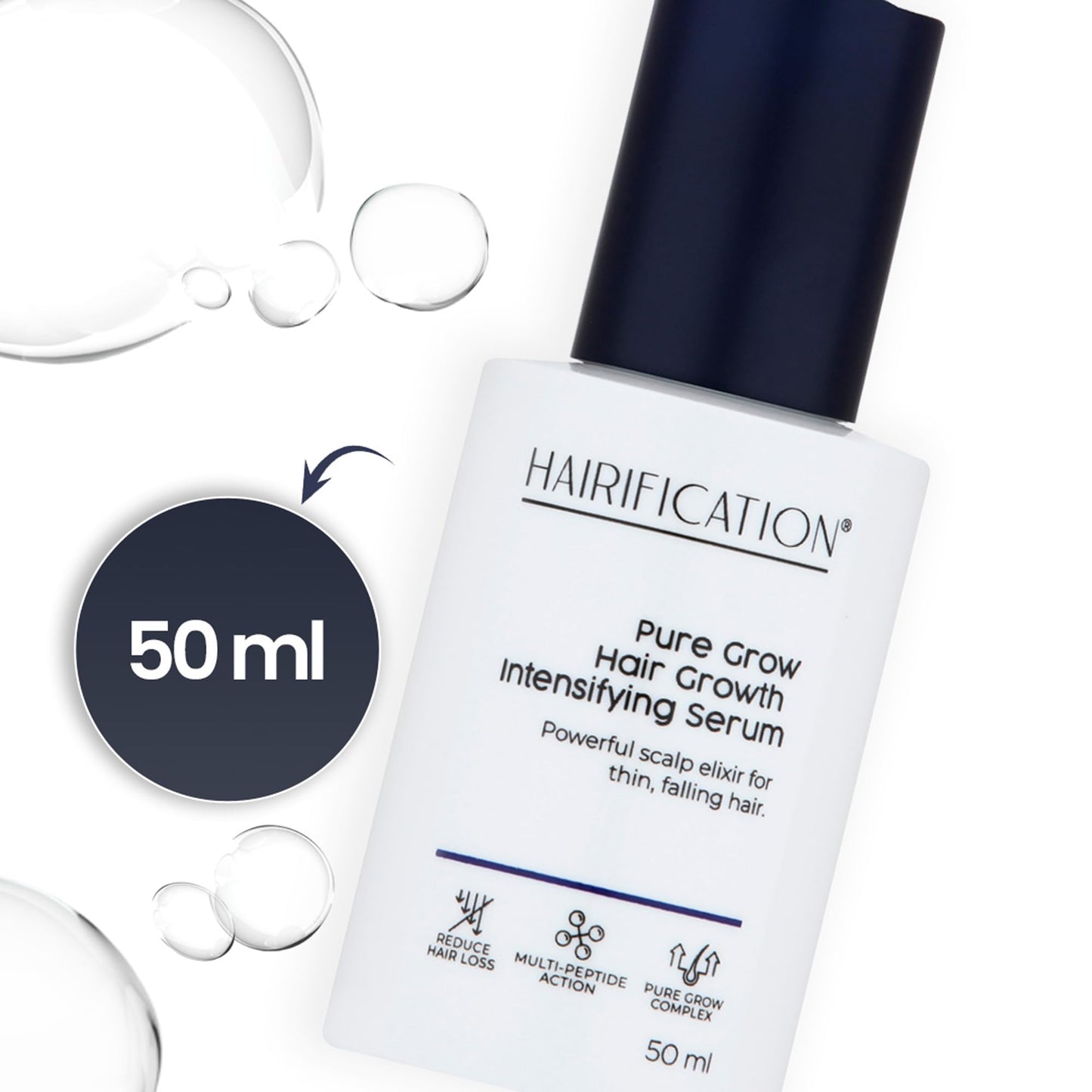 Hairification Pure Grow Scalp Elixir with Biotin & Ginseng, Formulated for Thin Hair and Scalp Care to Help Enhance Volume and Shine - 50ml